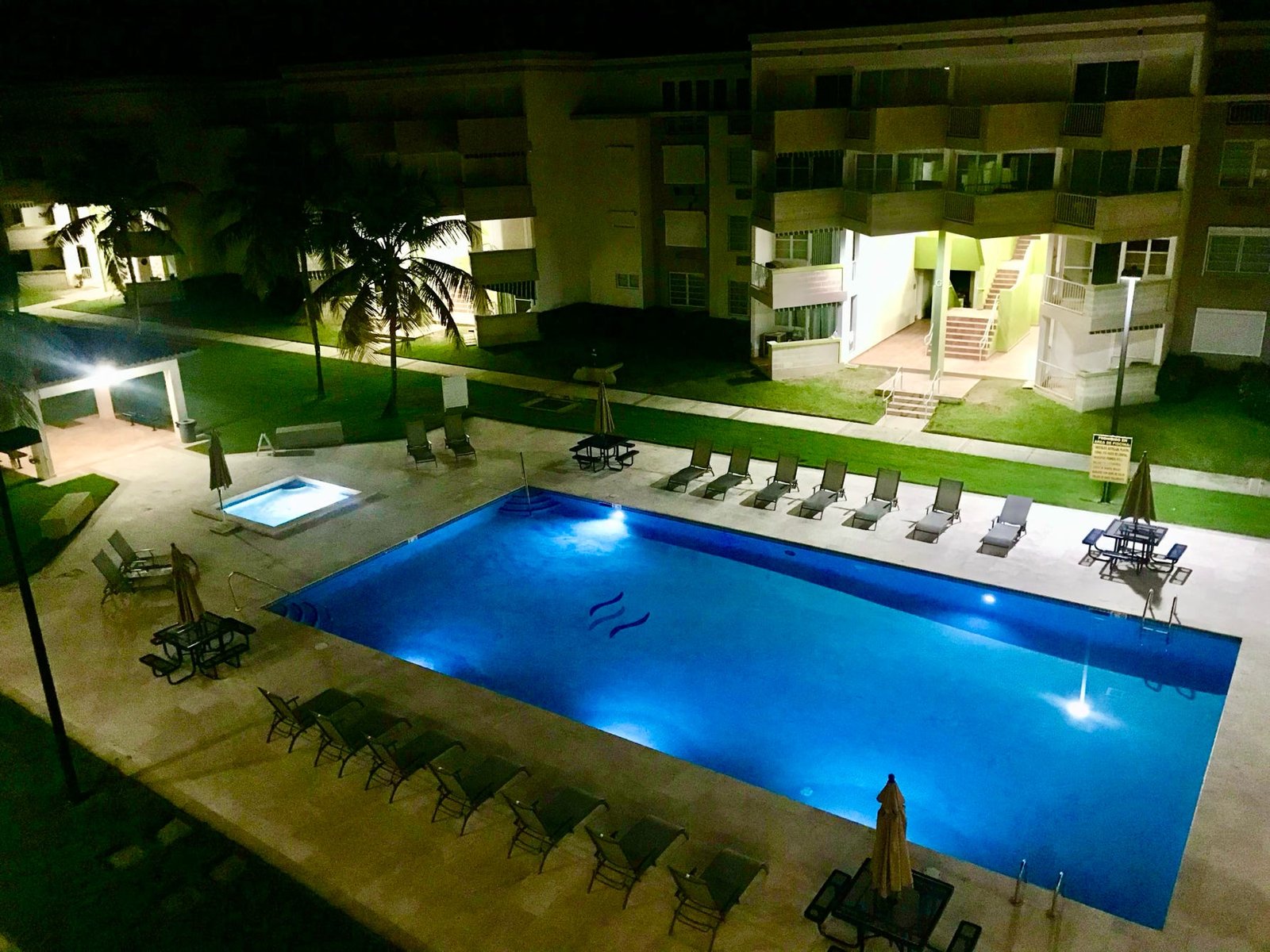 Pool at Rainforest Beach Condo is perfect for night swims.